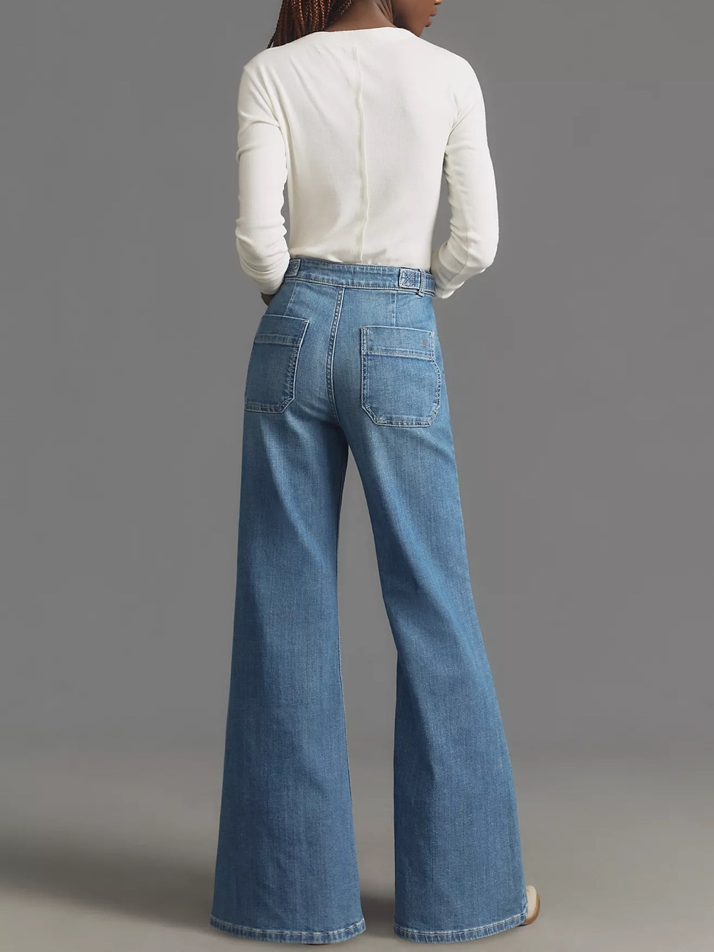 Anthropologie Light Blue Denim Wide-Leg Flare Jeans - Picture 4 of 10